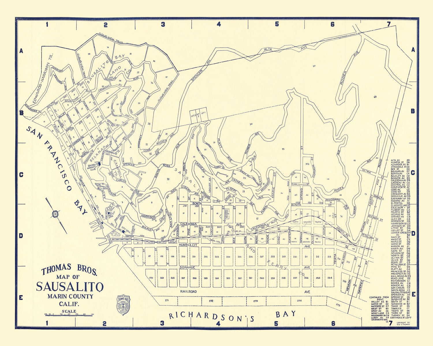 Vintage Map of Sausalito, California 1920