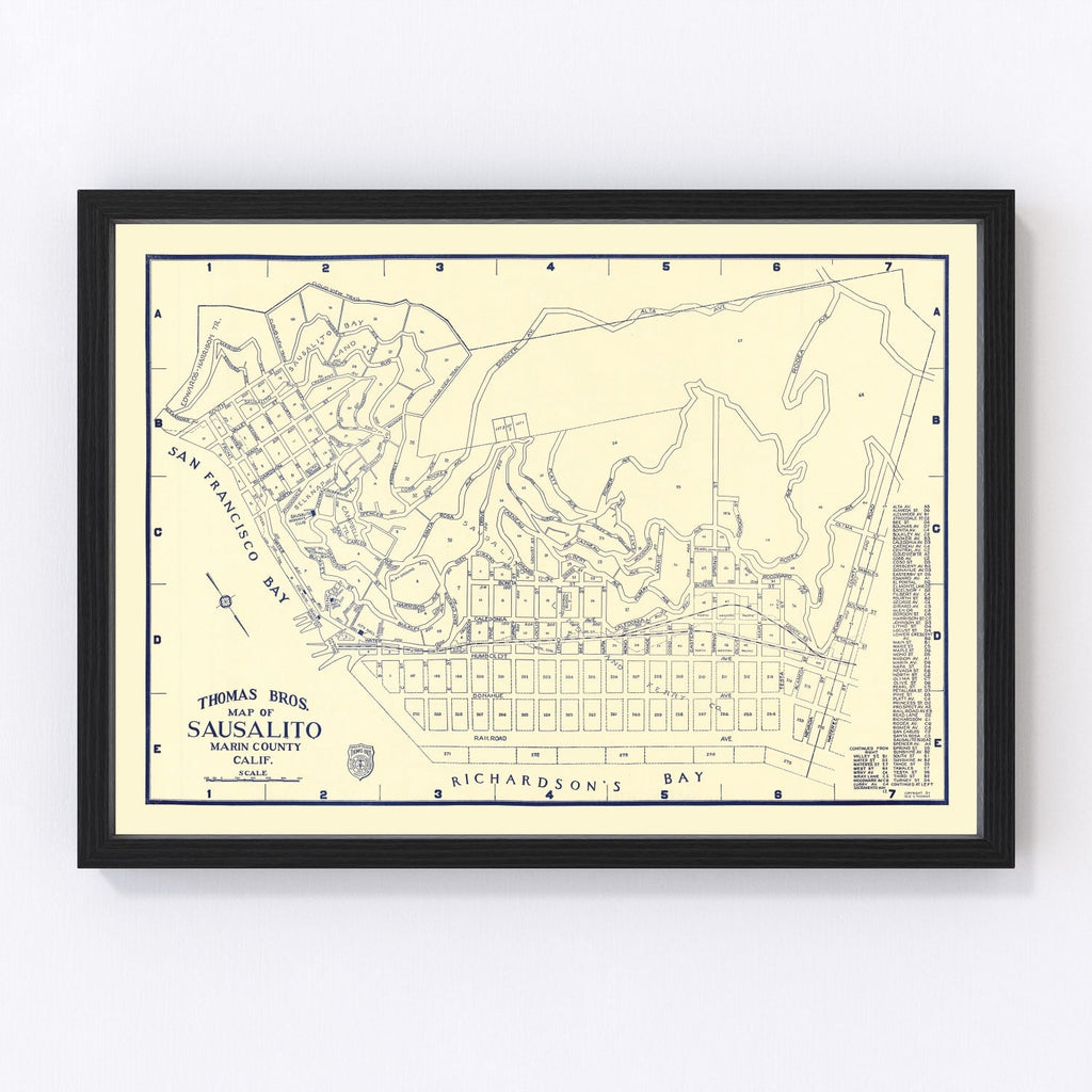 Vintage Map of Sausalito, California 1920