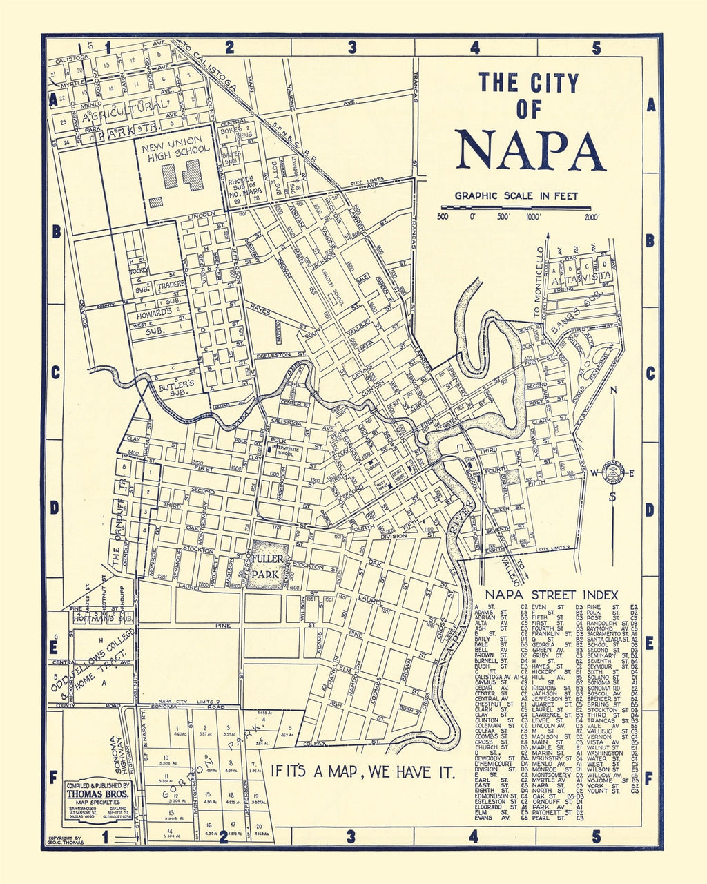 Vintage Map of Napa, California 1920