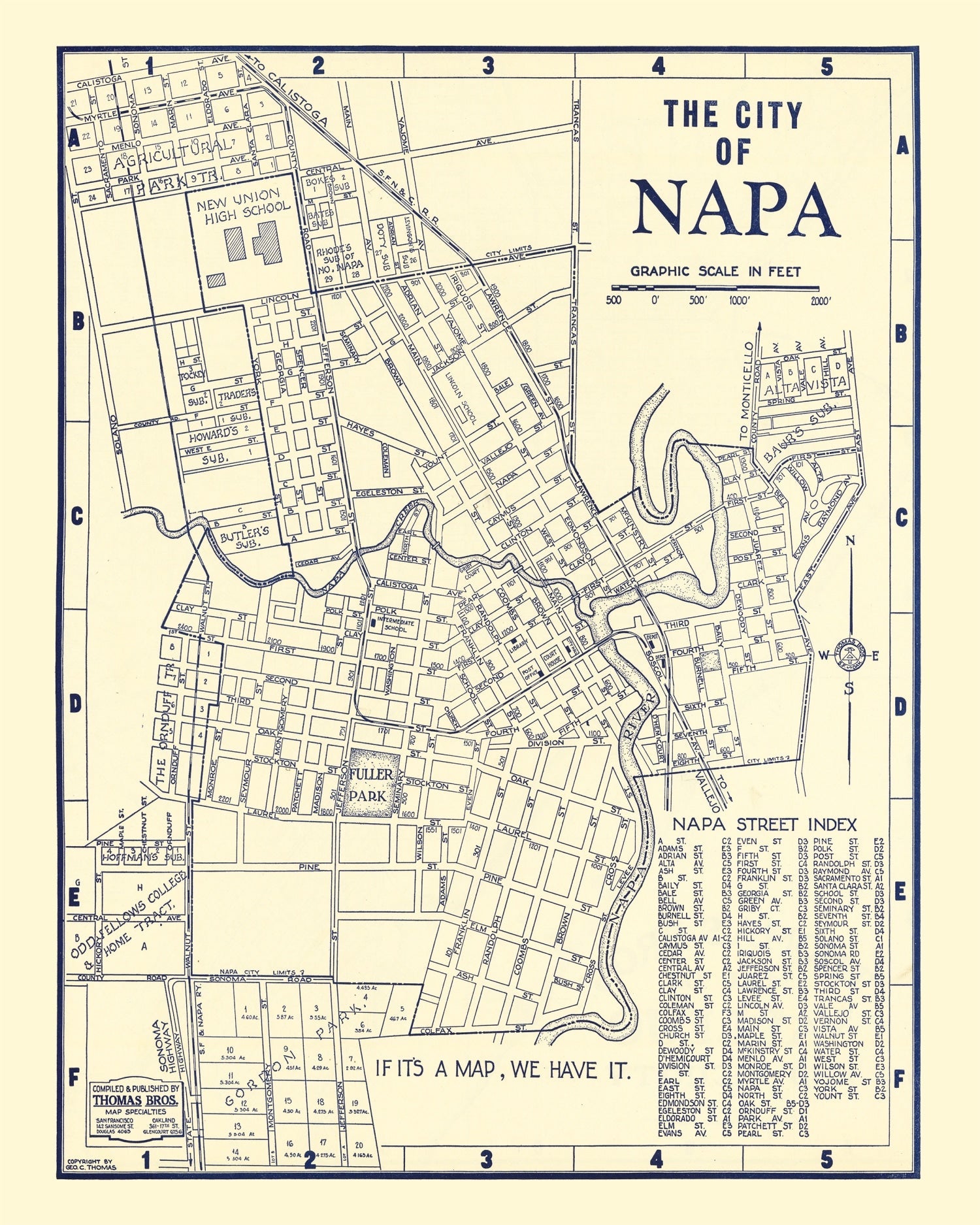 Vintage Map of Napa, California 1920