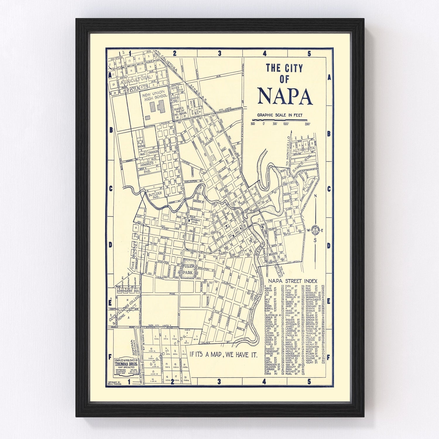 Vintage Map of Napa, California 1920