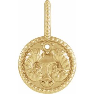 14K Yellow Gold 2 mm Round Aries Accented Zodiac Charm/Pendant Mounting
