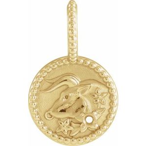 14K Yellow Gold 2 mm Round Taurus Accented Zodiac Charm/Pendant Mounting