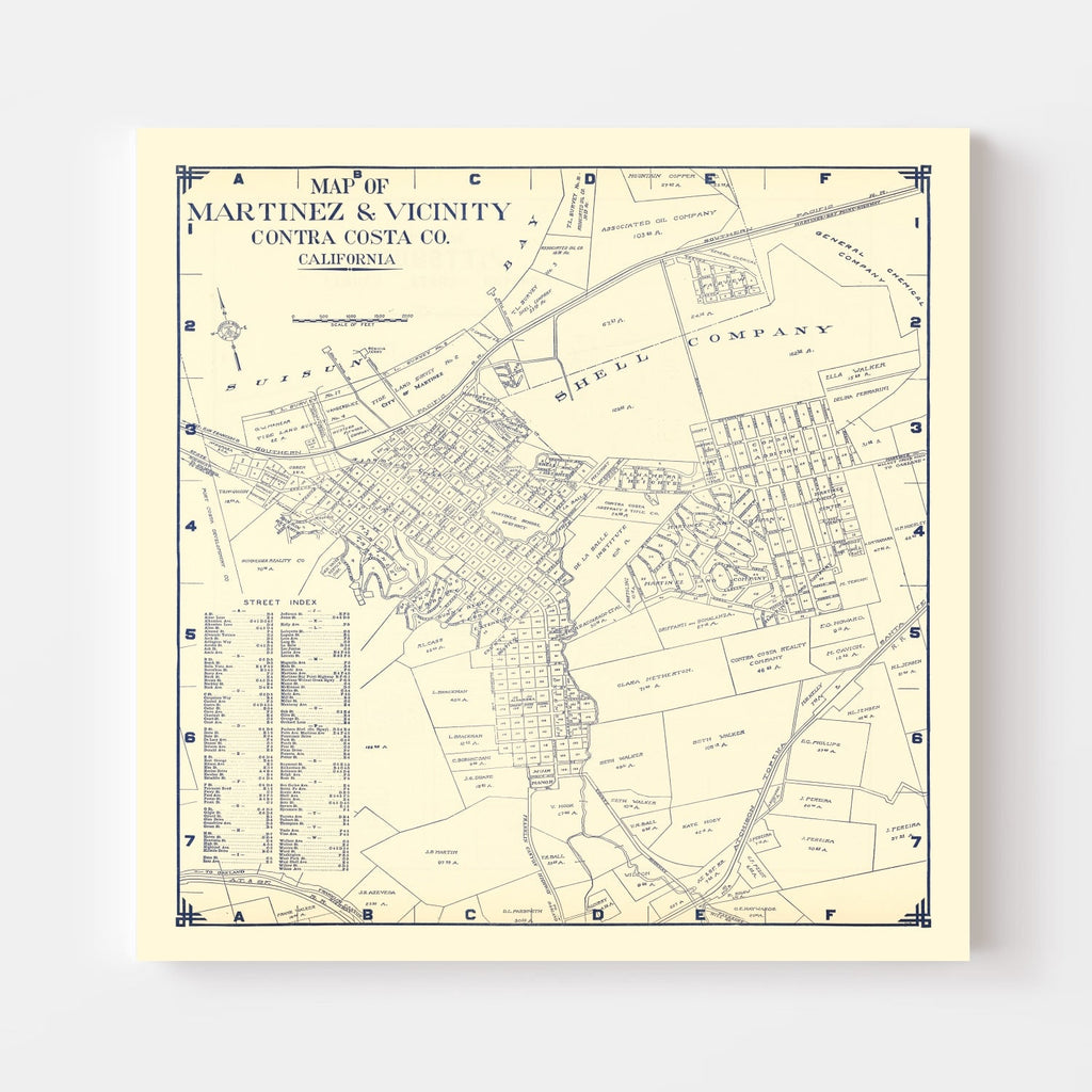 Vintage Map of Martinez, California 1920