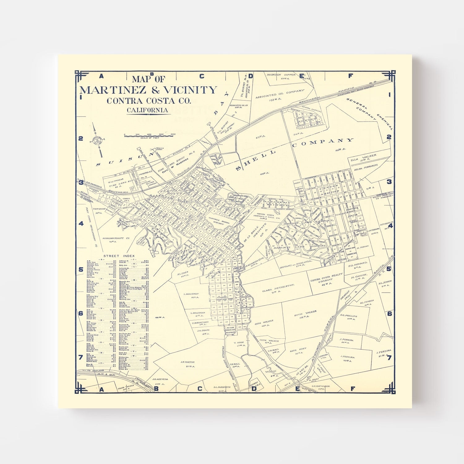 Vintage Map of Martinez, California 1920