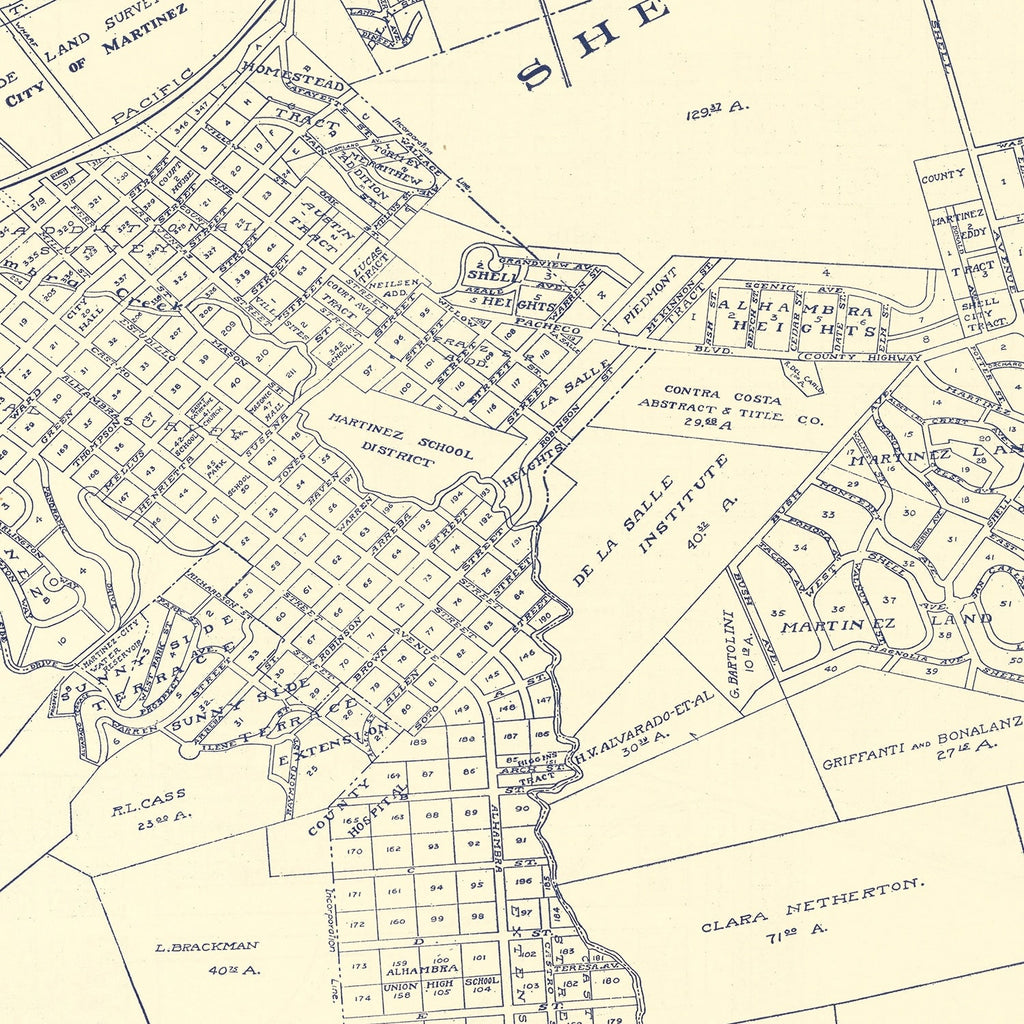 Vintage Map of Martinez, California 1920