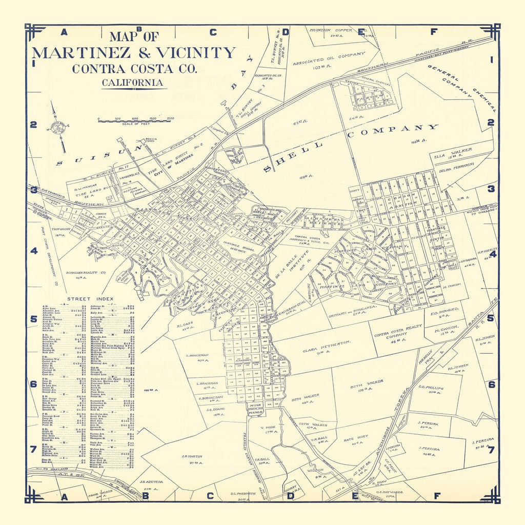 Vintage Map of Martinez, California 1920