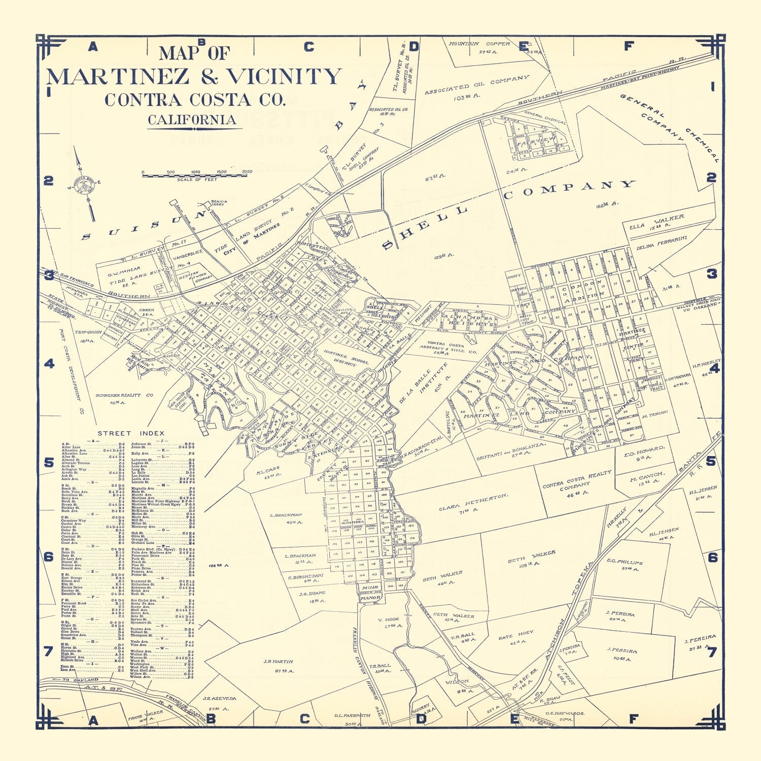 Vintage Map of Martinez, California 1920