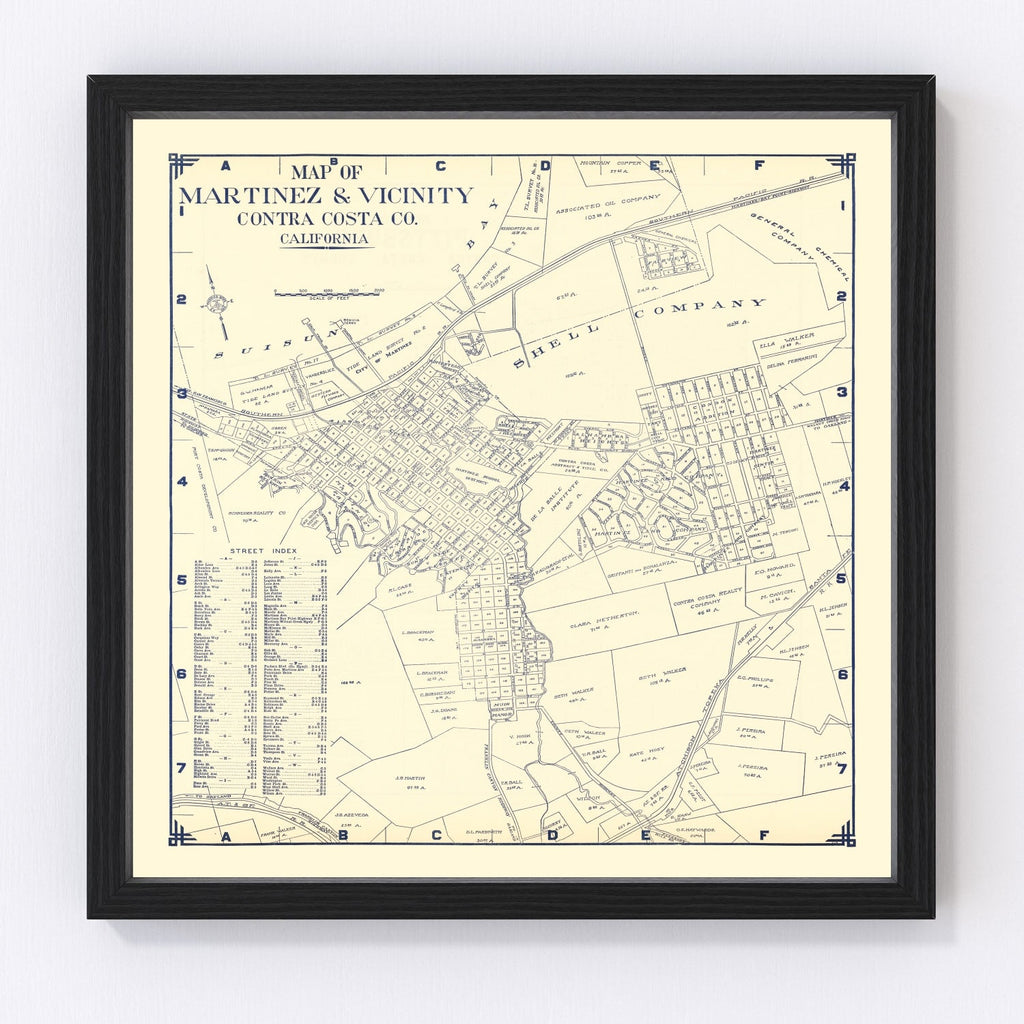 Vintage Map of Martinez, California 1920
