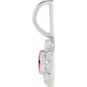 Sterling Silver Natural Pink Spinel & Natural White Opal Halo-Style Charm/Pendant – image 2