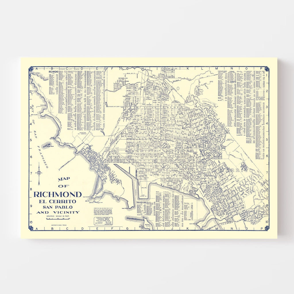 Vintage Map of Richmond, California 1920