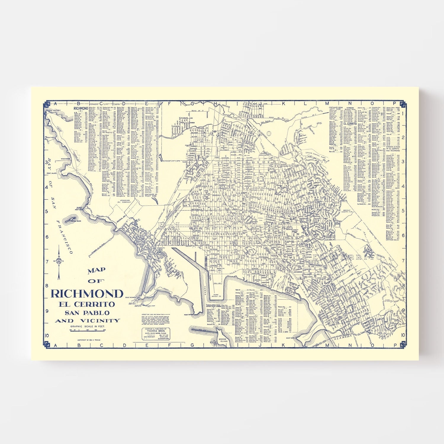 Vintage Map of Richmond, California 1920