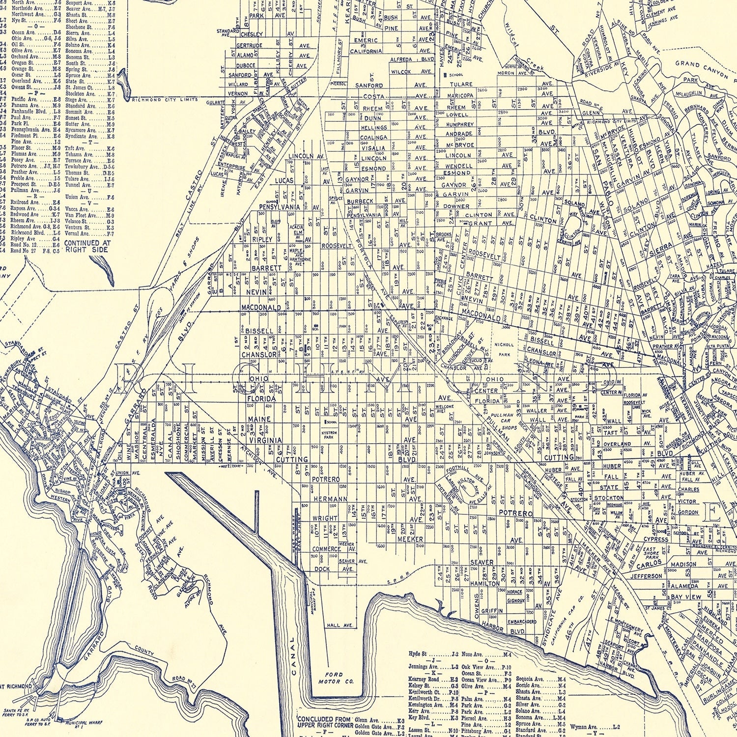 Vintage Map of Richmond, California 1920