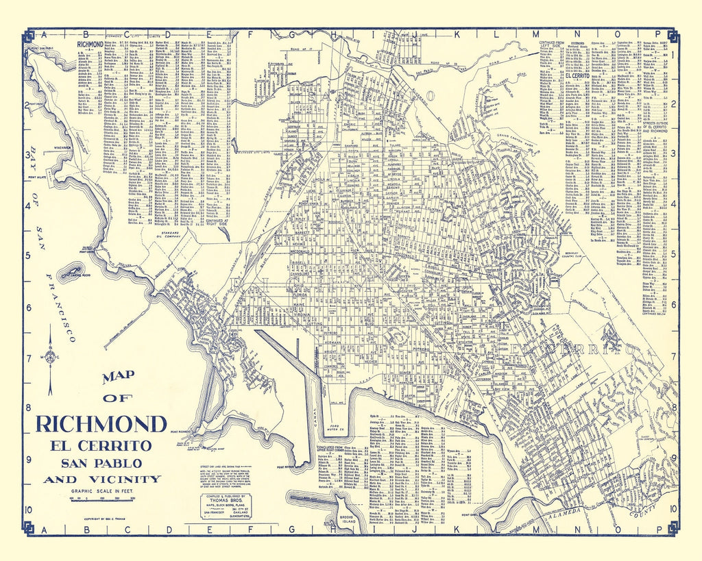 Vintage Map of Richmond, California 1920