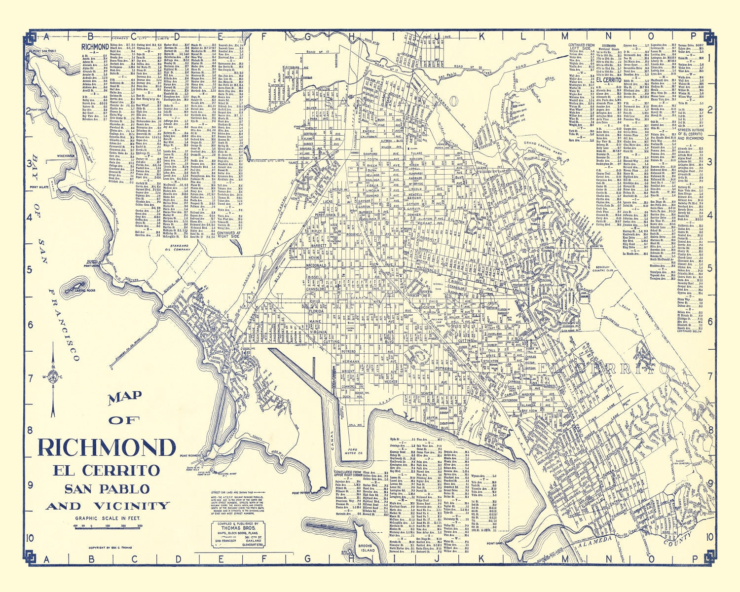 Vintage Map of Richmond, California 1920