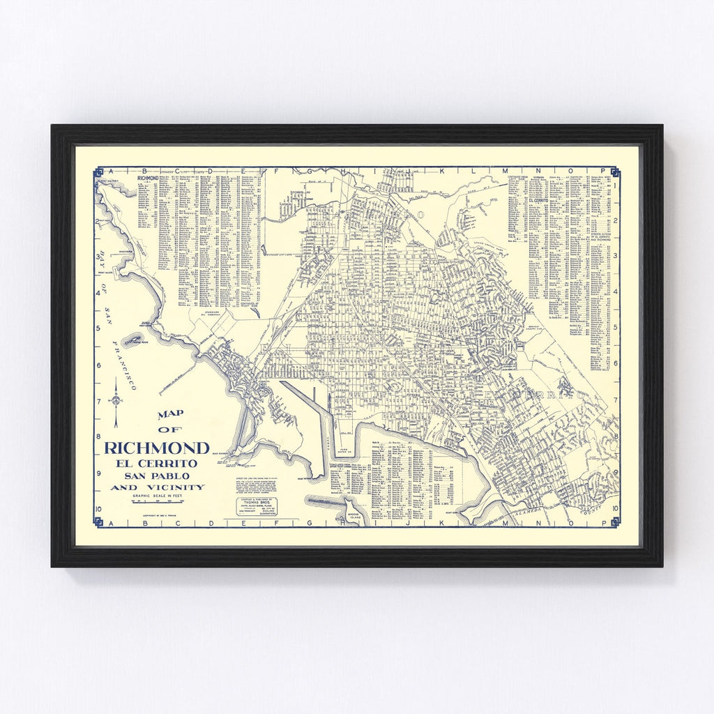 Vintage Map of Richmond, California 1920