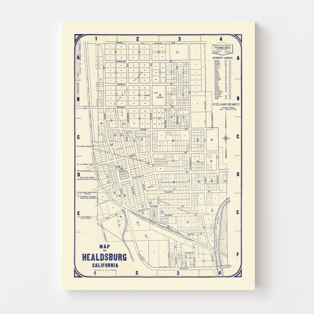 Vintage Map of Healdsburg, California 1920