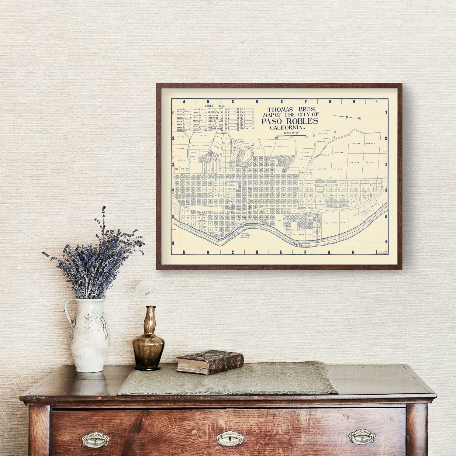 Vintage Map of Paso Robles, California 1920