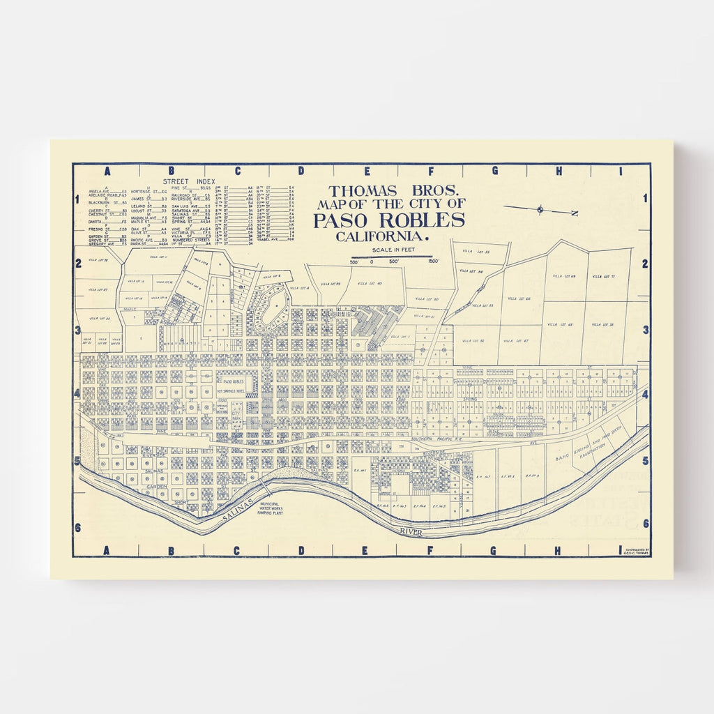 Vintage Map of Paso Robles, California 1920