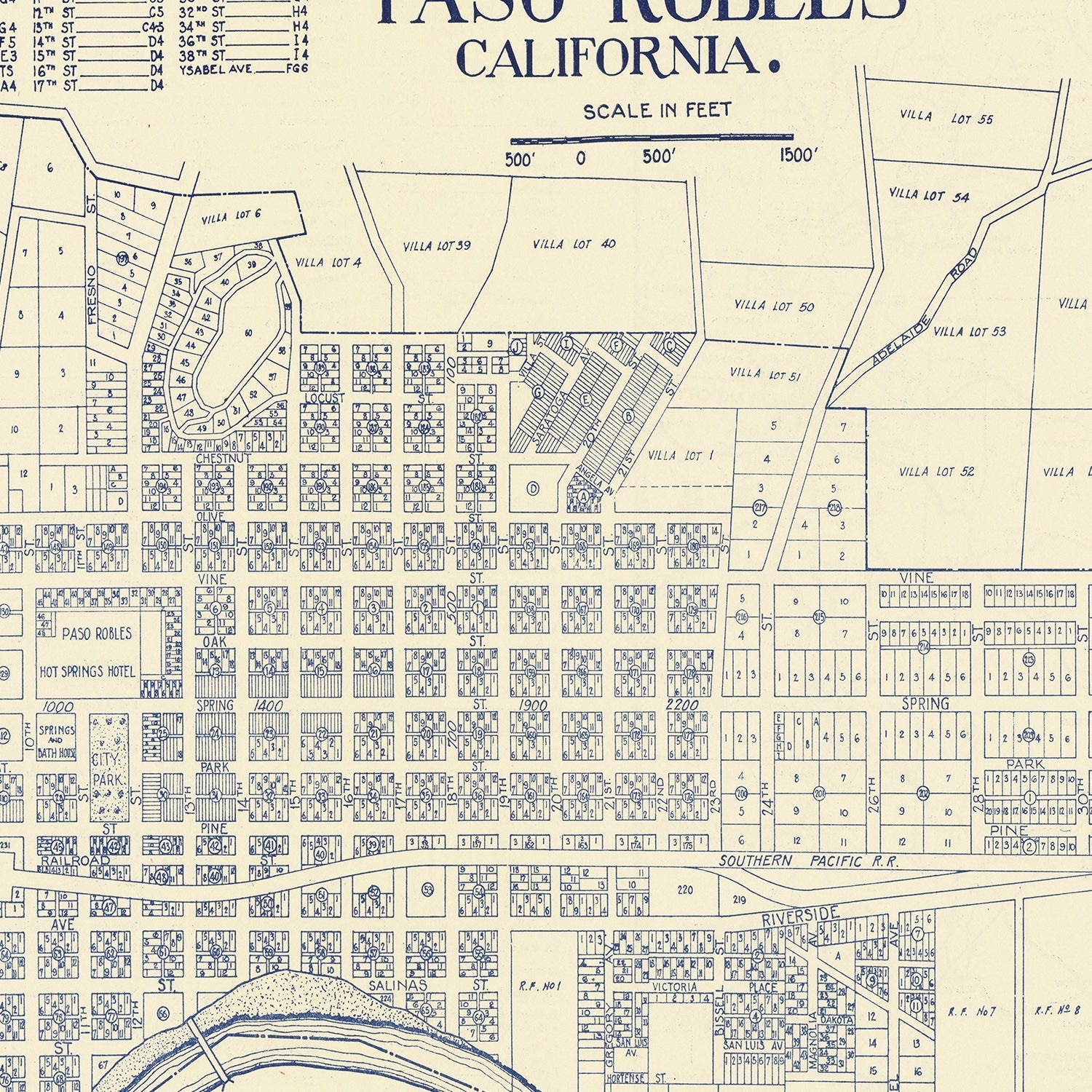 Vintage Map of Paso Robles, California 1920