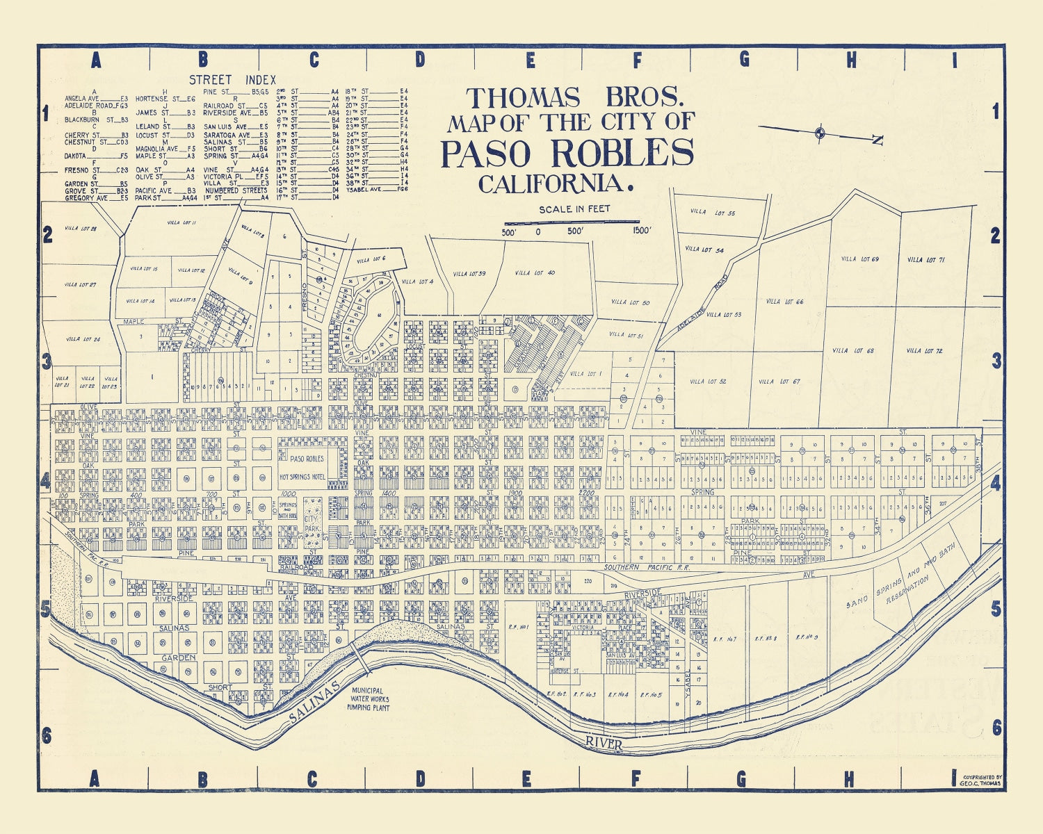 Vintage Map of Paso Robles, California 1920