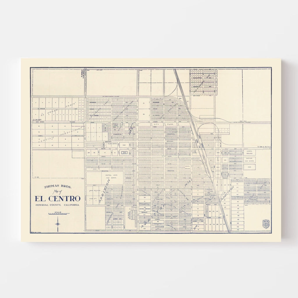 Vintage Map of El Centro, California 1920