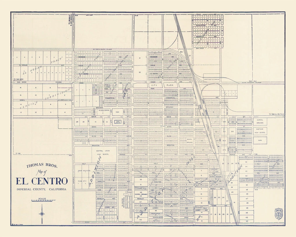 Vintage Map of El Centro, California 1920