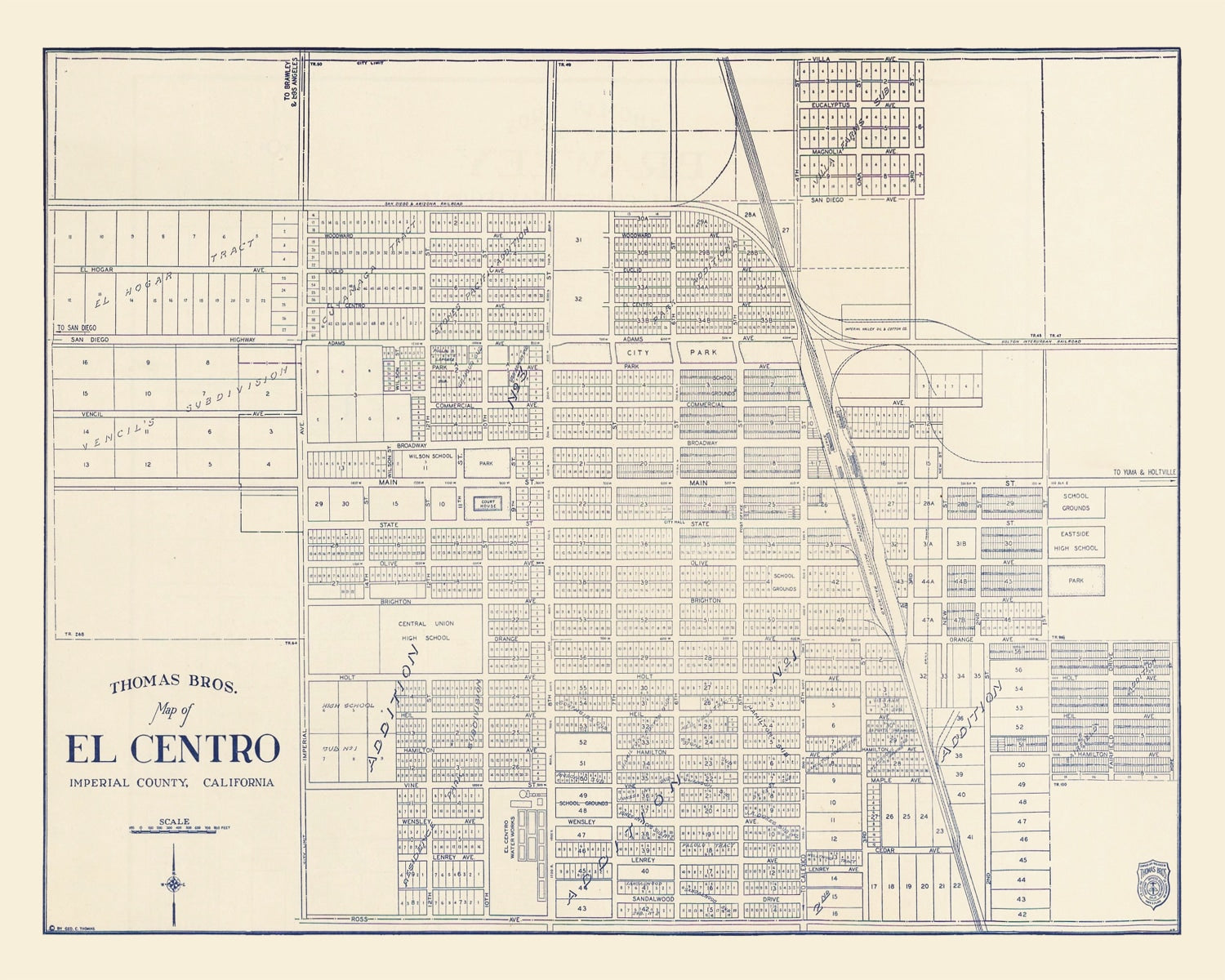 Vintage Map of El Centro, California 1920