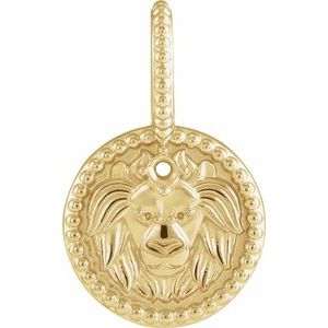 14K Yellow Gold 2 mm Round Leo Accented Zodiac Charm/Pendant Mounting