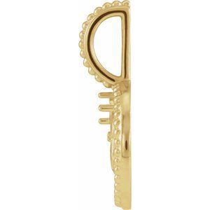 14K Yellow Gold 2 mm Round Leo Accented Zodiac Charm/Pendant Mounting – image 3