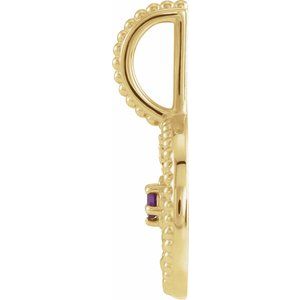 14K Yellow Gold Natural Amethyst & .005 CTW Natural Diamond Sagittarius Charm/Pendant – image 3