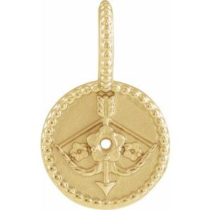 14K Yellow Gold 2 mm Round Sagittarius Accented Zodiac Charm/Pendant Mounting