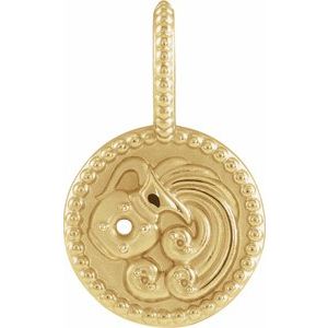 14K Yellow Gold 2 mm Round Aquarius Accented Zodiac Charm/Pendant Mounting