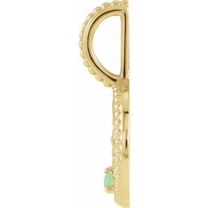 14K Yellow Gold Natural Green Chrysoprase & .005 CTW Natural Diamond Libra Charm/Pendant