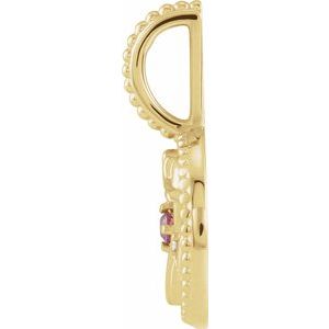 14K Yellow Natural Rhodolite Garnet & .005 CTW Natural Diamond Pisces Charm/Pendant