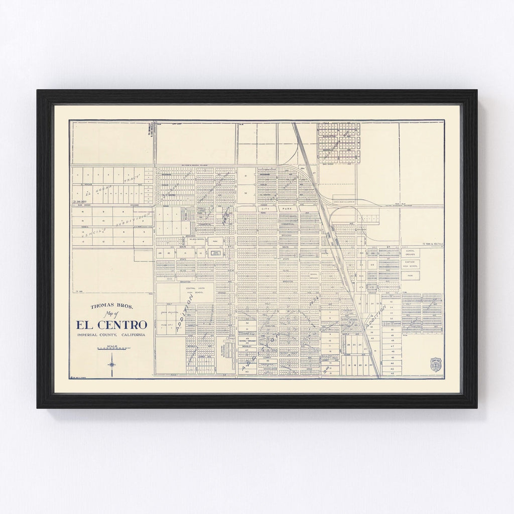 Vintage Map of El Centro, California 1920