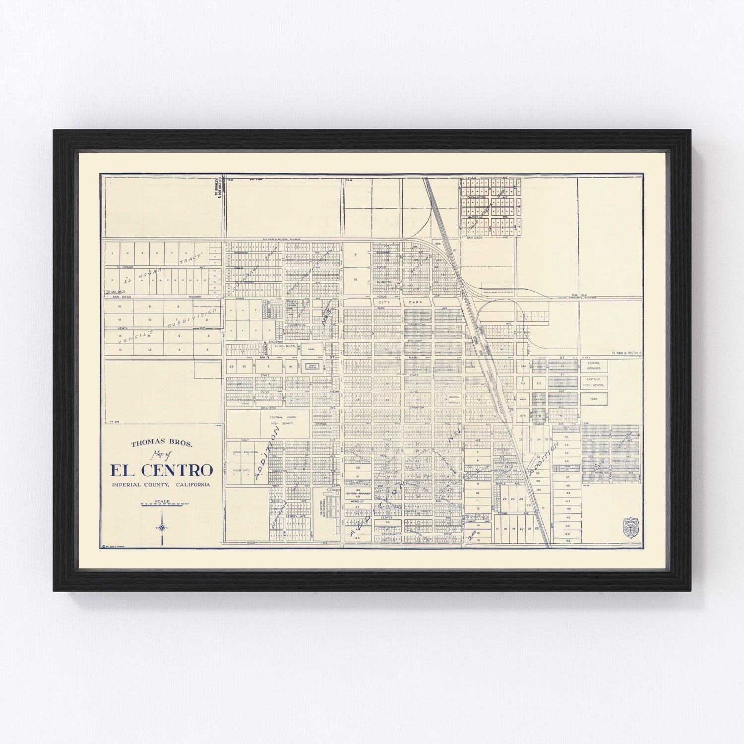 Vintage Map of El Centro, California 1920