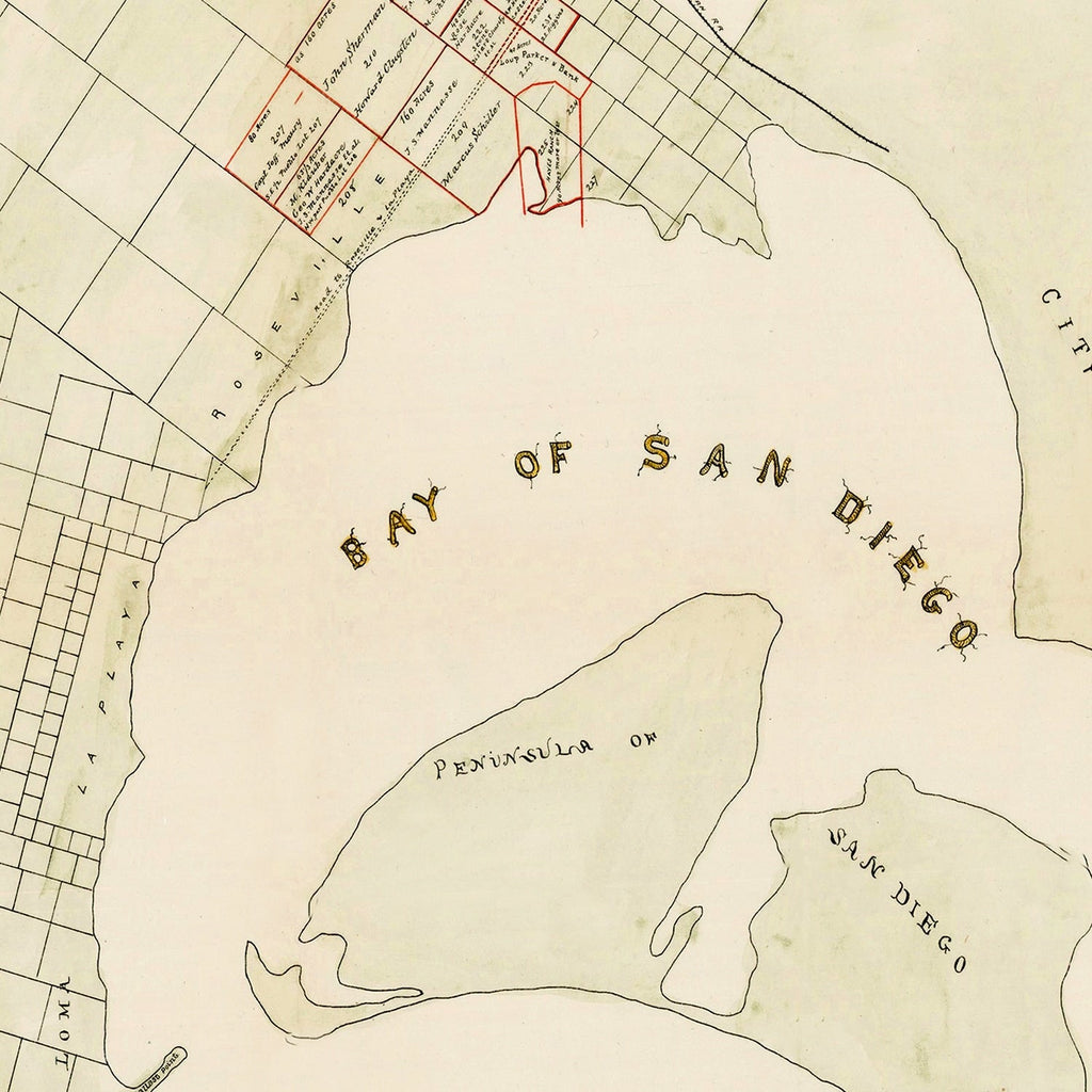 Vintage Map of San Diego, California 1892