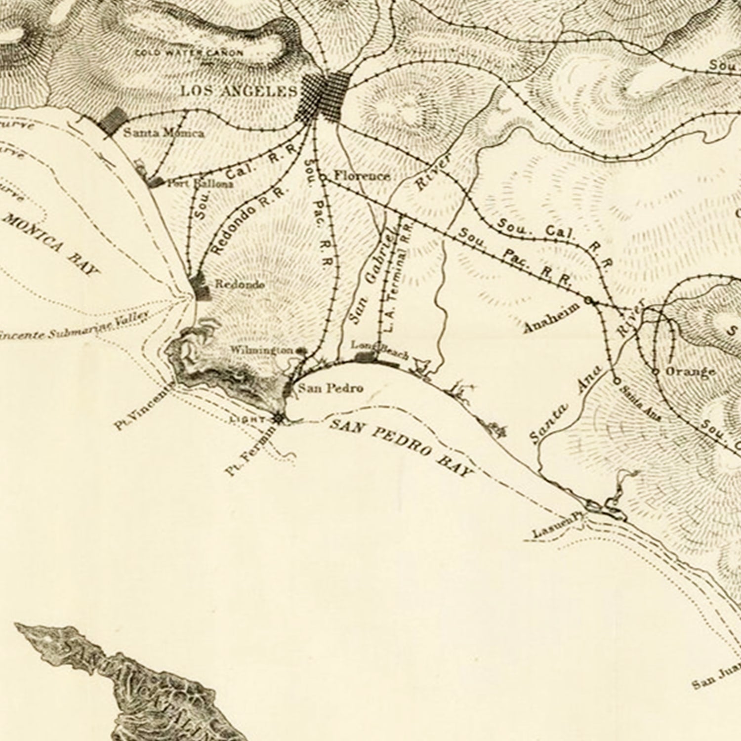 Vintage Map of Santa Monica, California 1892