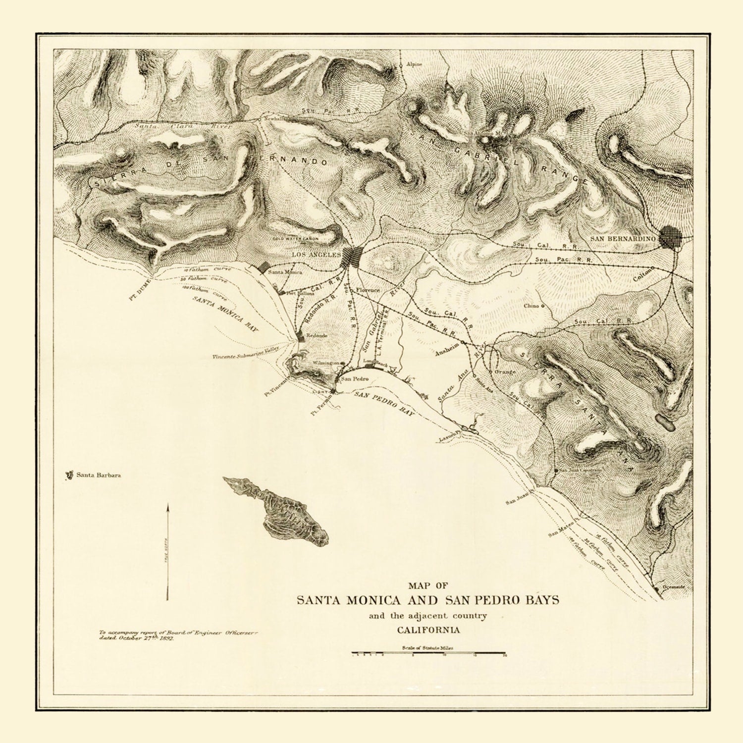 Vintage Map of Santa Monica, California 1892