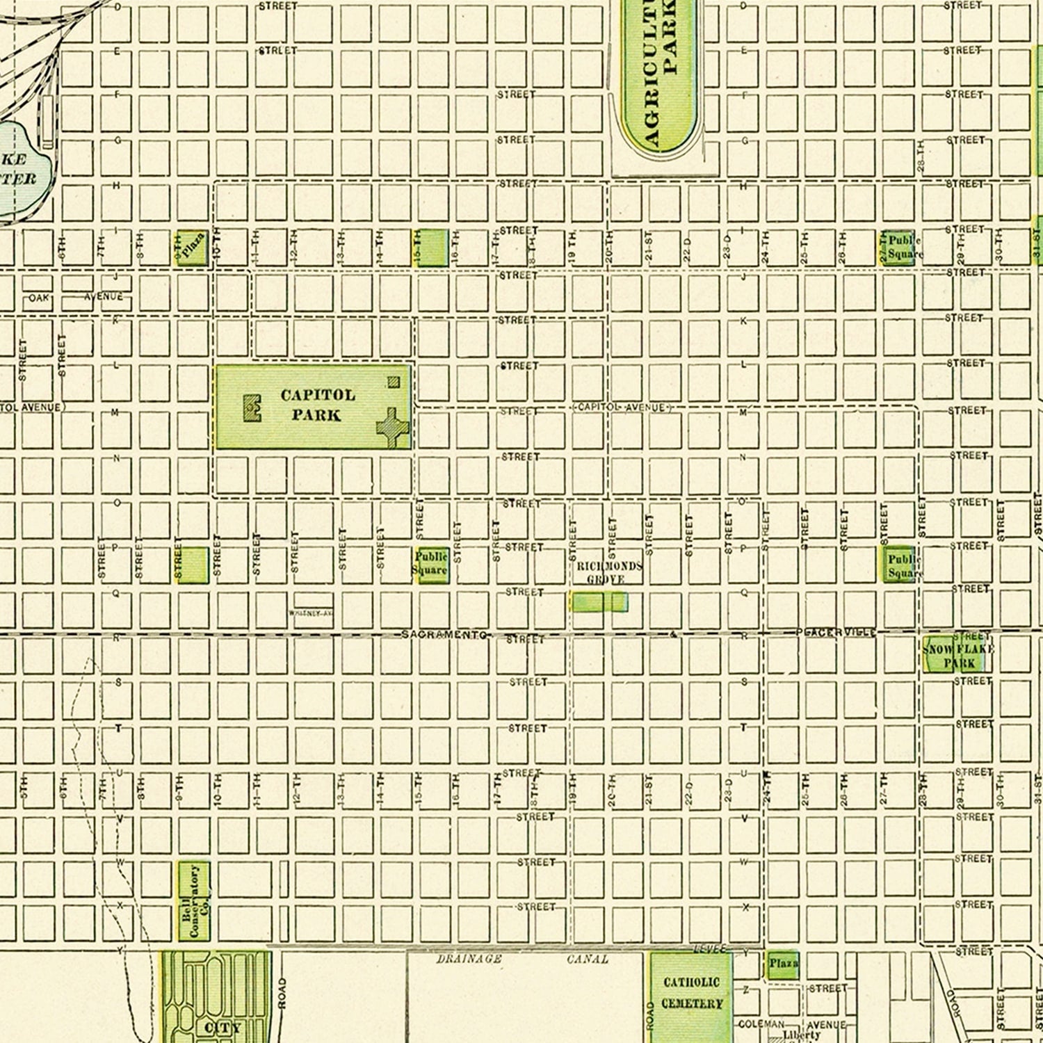 Vintage Map of Sacramento, California 1892