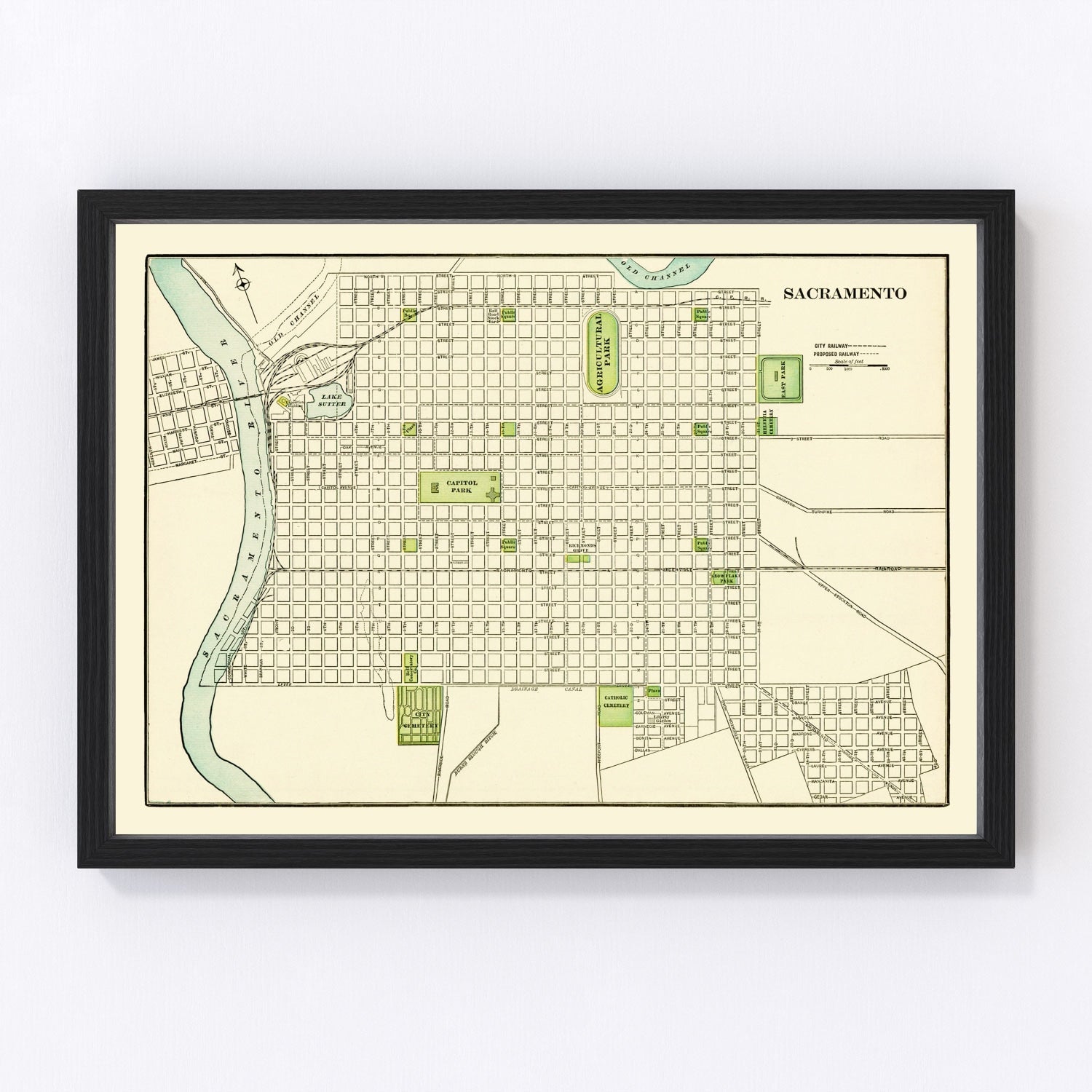 Vintage Map of Sacramento, California 1892