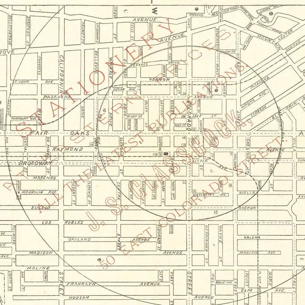 Vintage Map of Pasadena, California 1893