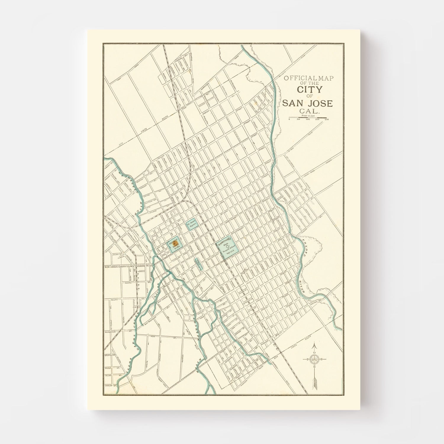 Vintage Map of San Jose, California 1893