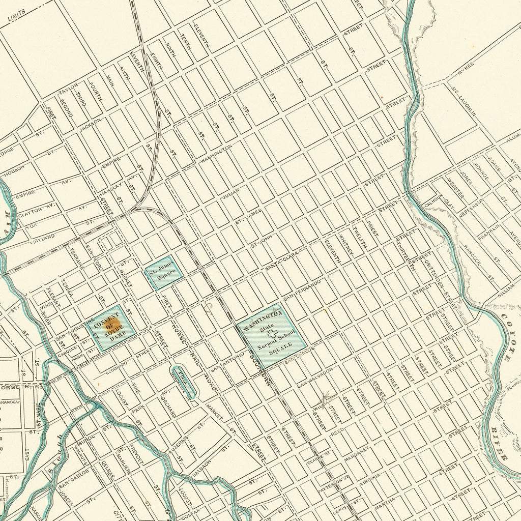 Vintage Map of San Jose, California 1893
