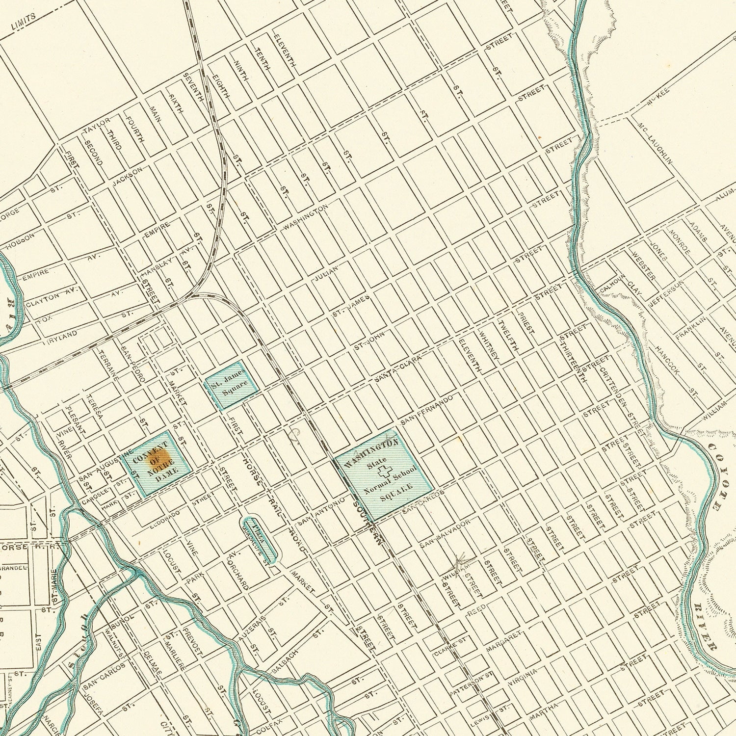 Vintage Map of San Jose, California 1893