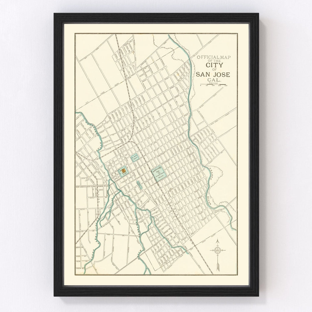 Vintage Map of San Jose, California 1893