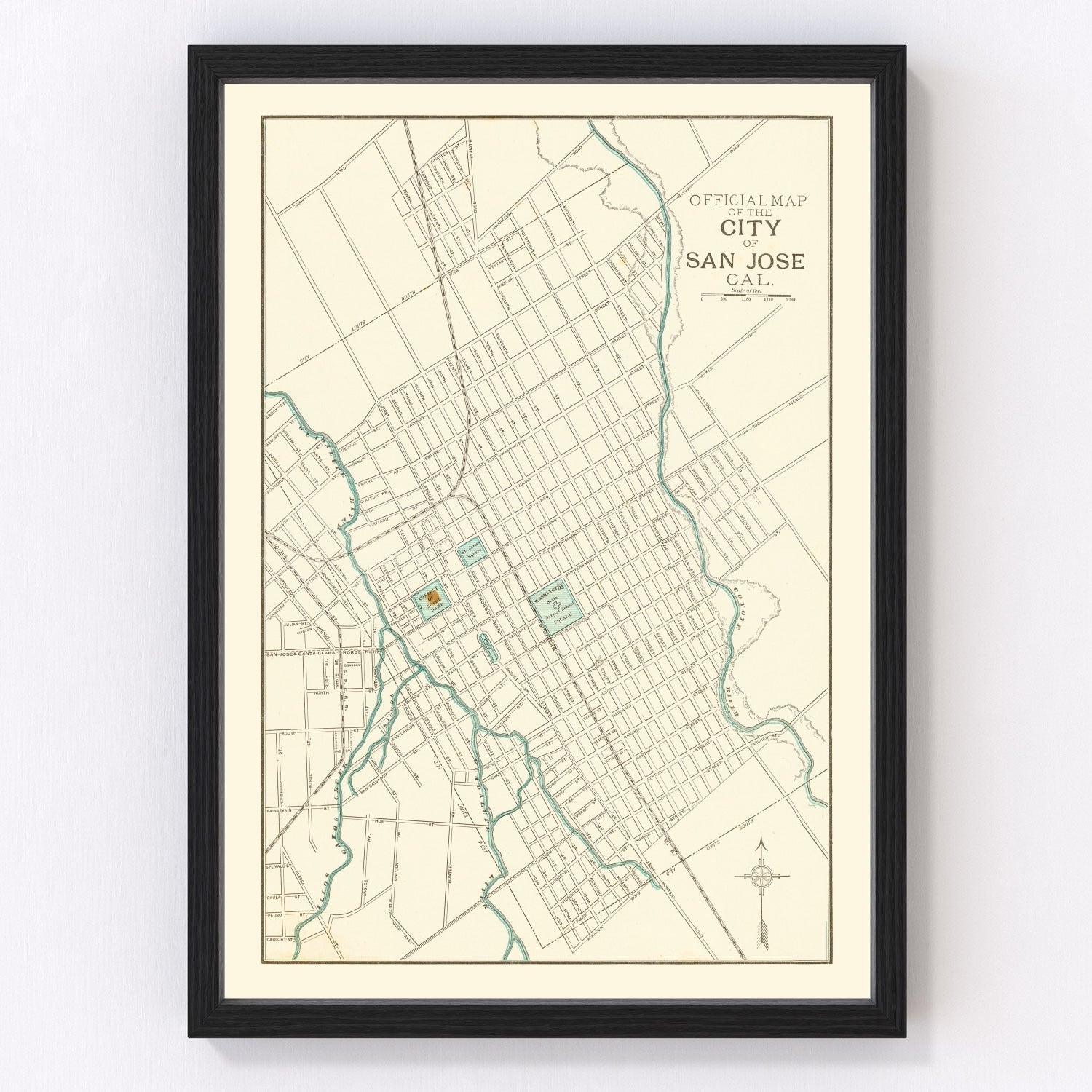 Vintage Map of San Jose, California 1893