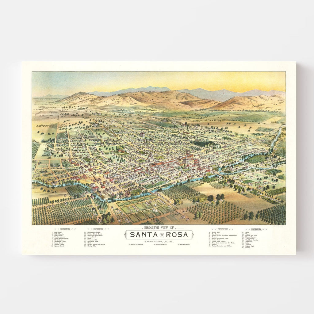 Vintage Map of Santa Rosa, California 1897