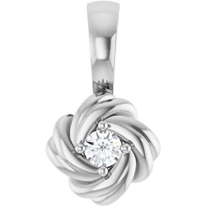 Platinum 1/10 CT Natural Diamond Knot Pendant